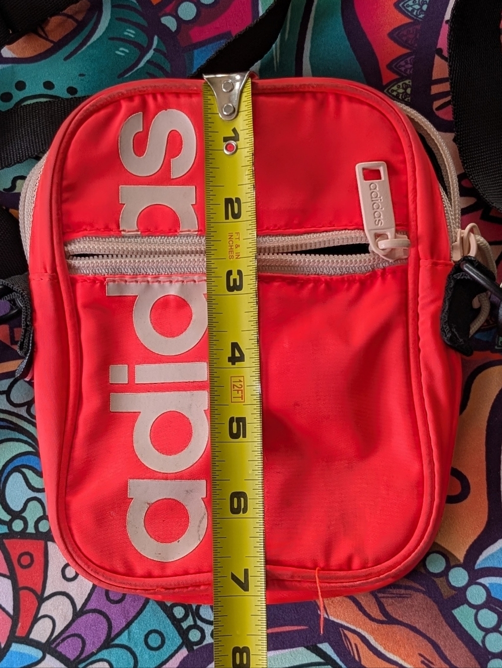 Adidas Neon Coral Pink Crossbody Adjustable Strap Zip Bag Festival Summer - Picture 4 of 8